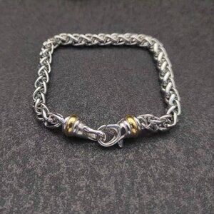 David Yurman Stylish Silver and Gold Accent Chain Bracelet